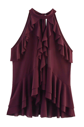 Ruffled Halter Tank Top