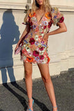 Floral Detail Evening Mini Dress