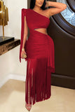 Elegant Cut-Out Fringe Casual Dress
