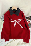 Bow Accent Collared Sweater