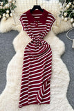 Striped Collared Casual Dress