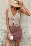 Buttoned Crochet Skirt Set