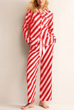 Striped Button-Up Pants Set
