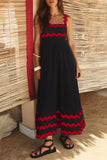 Scalloped-Trim Casual Maxi Dress
