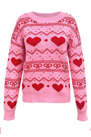 Geometric Heart Knit Sweater