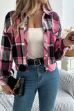 Plaid Button-Up Cropped Jacket