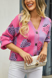Button-Front Patterned Cardigan