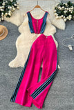 Striped Crop Top and Pants Set