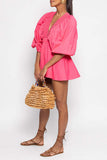 V-Neck Balloon Sleeve Romper