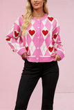 Heart Pattern Button-Front Cardigan