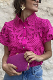 Intricate Lace Button-Up Blouse