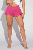 Ruffled Hem Crochet Casual Shorts