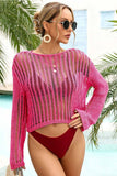Open-Knit Long Sleeve Blouse