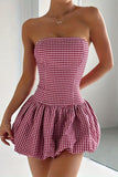 Strapless Gingham Mini Dress