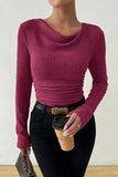 Ribbed Draped Neck Knit Top