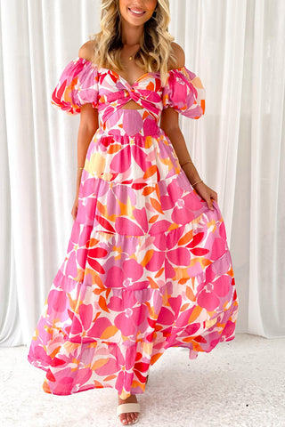 Floral Puff Sleeve Casual Dress