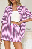 Striped Buttoned Short Set