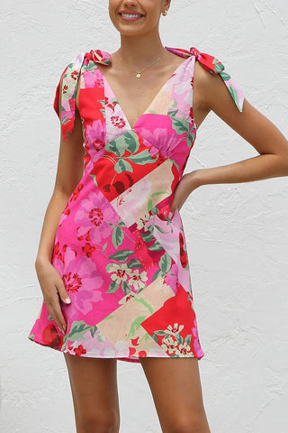Floral Tie-Shoulder Casual Dress