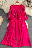 Embroidered Drawstring Maxi Dress