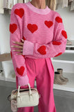 Stripe Heart Pattern Valentine Sweater