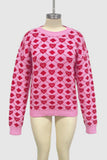 Heart Pattern Crewneck Sweater