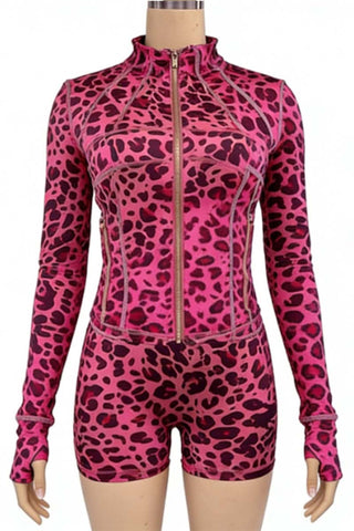 Zip-Front Long-Sleeve Shorts Set