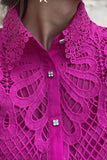 Intricate Lace Button-Up Blouse