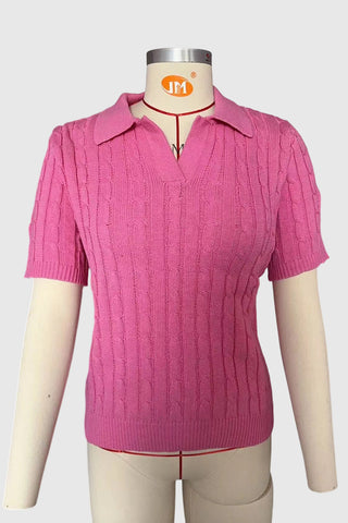 Collared Cable-Knit Sweater
