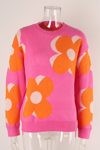 Floral Patterned Knit Sweater