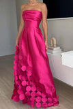 Strapless Evening Gown with Textured Accents