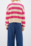 Striped Deep V-Neck Cardigan