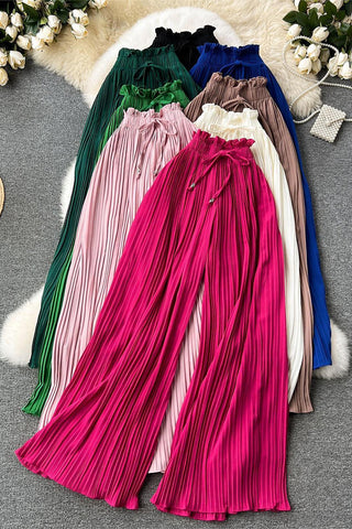 Pleated High-Waist Casual Pants