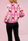 Heart Pattern Button-Front Cardigan