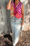 Patchwork V Neck Sweater Vest