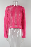 Open-Knit Long Sleeve Blouse