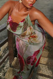 Floral Print Halter Maxi Dress