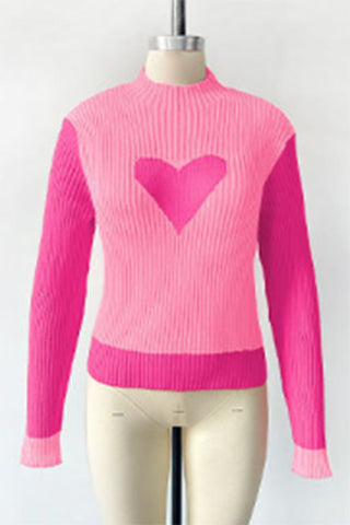 Heart-Detail Ribbed Sweater