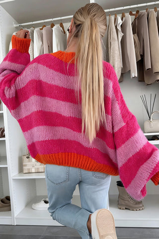 Striped Balloon Sleeve Sweater