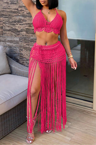 Crochet Fringe Skirt Set