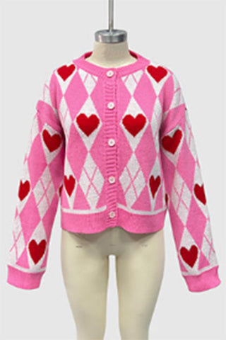 Heart Pattern Button-Front Cardigan
