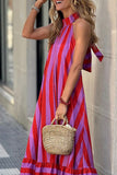 Striped Halter Casual Dress