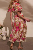 Floral Midi Dress with Belted Waist