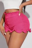 Ruffled Hem Crochet Casual Shorts