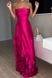 Strapless Evening Gown with Textured Accents
