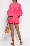 V-Neck Balloon Sleeve Romper
