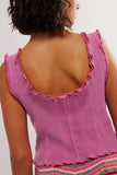 Ruffle Trim Ribbed Tank Top