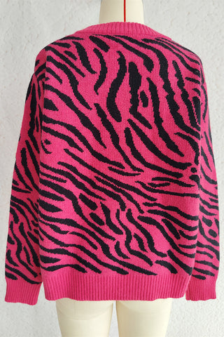 Zebra Pattern Zip Cardigan