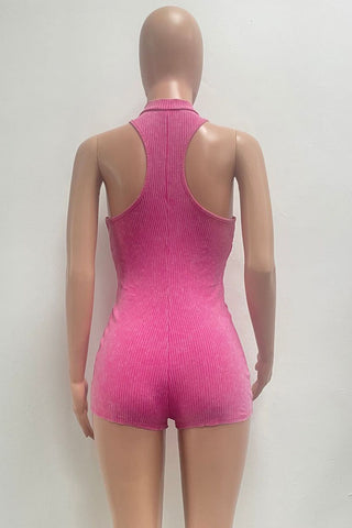Halter-Neck Ribbed Romper