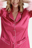 Feather Trim Button-Up Loungewear Set