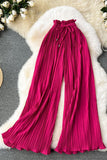 Pleated High-Waist Casual Pants
